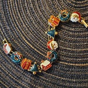 Christmas Enamel Slide Charm Bracelet